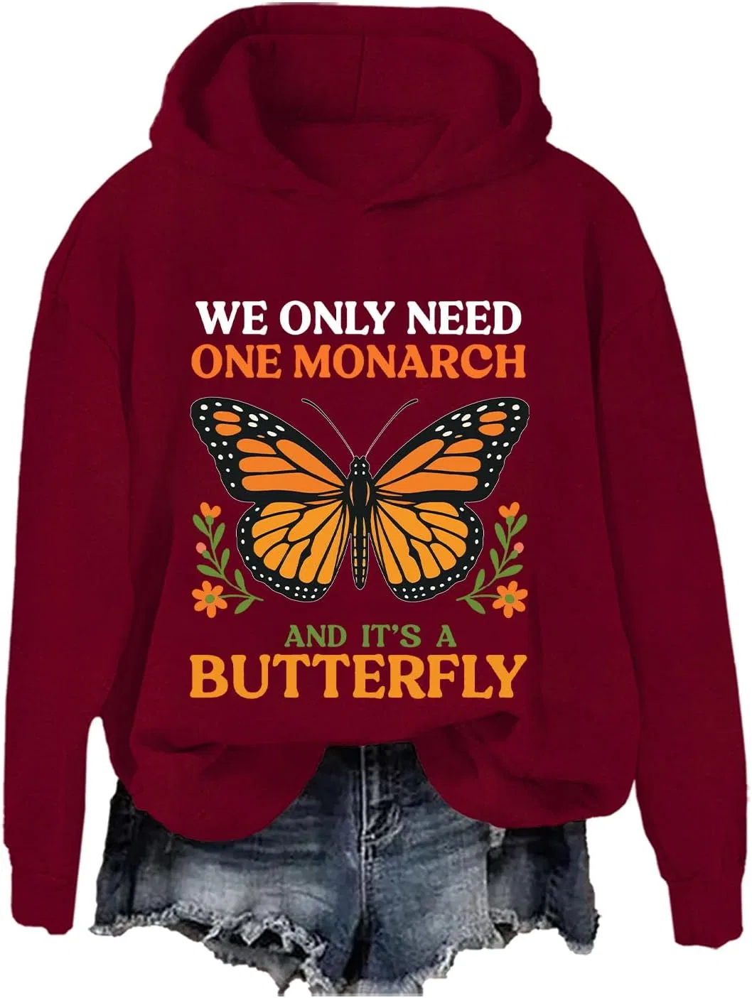 Мужская худи с принтом бабочки, Oversize