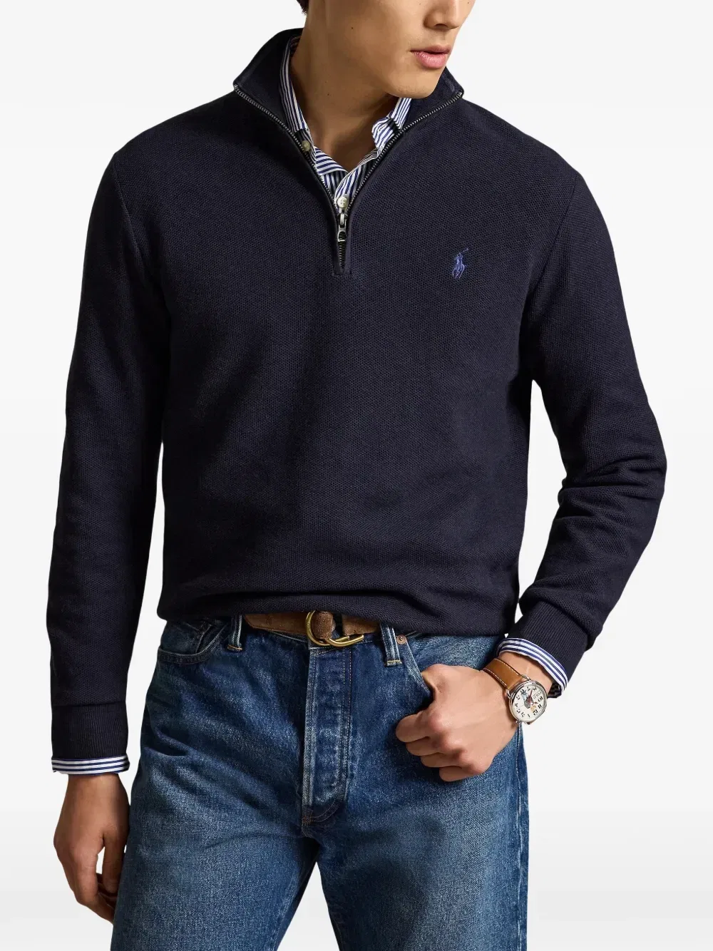 Свитер с ворником на молнии Polo Ralph Lauren, синий — фото 3