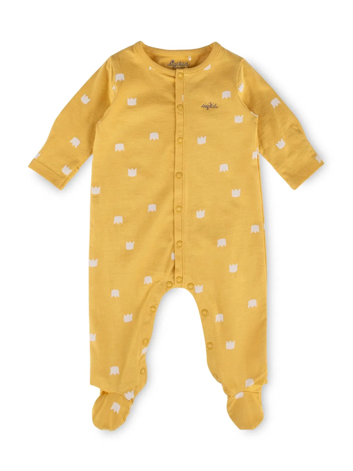 Комбинезон Sigikid Комбинезон mit Füßchen und Klappbündchen an den Ärmeln Classic Baby желтого цвета