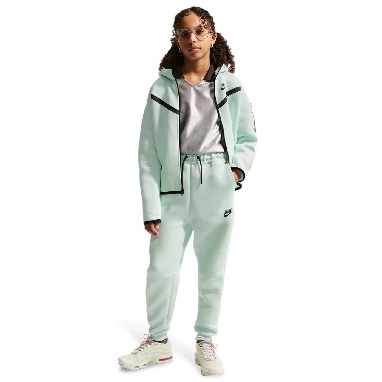 Брюки для девочек Tech Fleece Nike, цвет Barely Green/Black/Black — фото 3