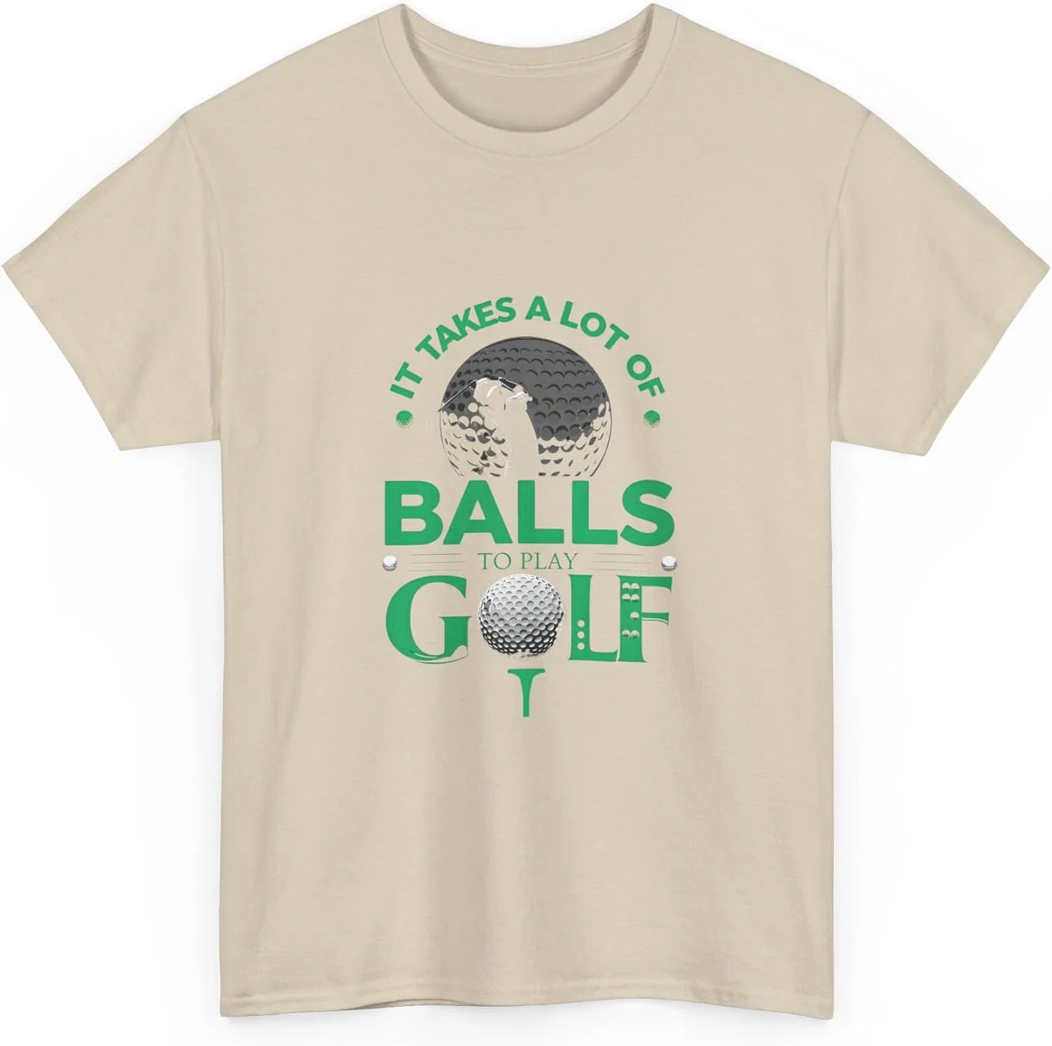 Футболка с принтом 'It Takes A Lot of Balls to Play Golf' Gildan 5000, Sand — фото 3