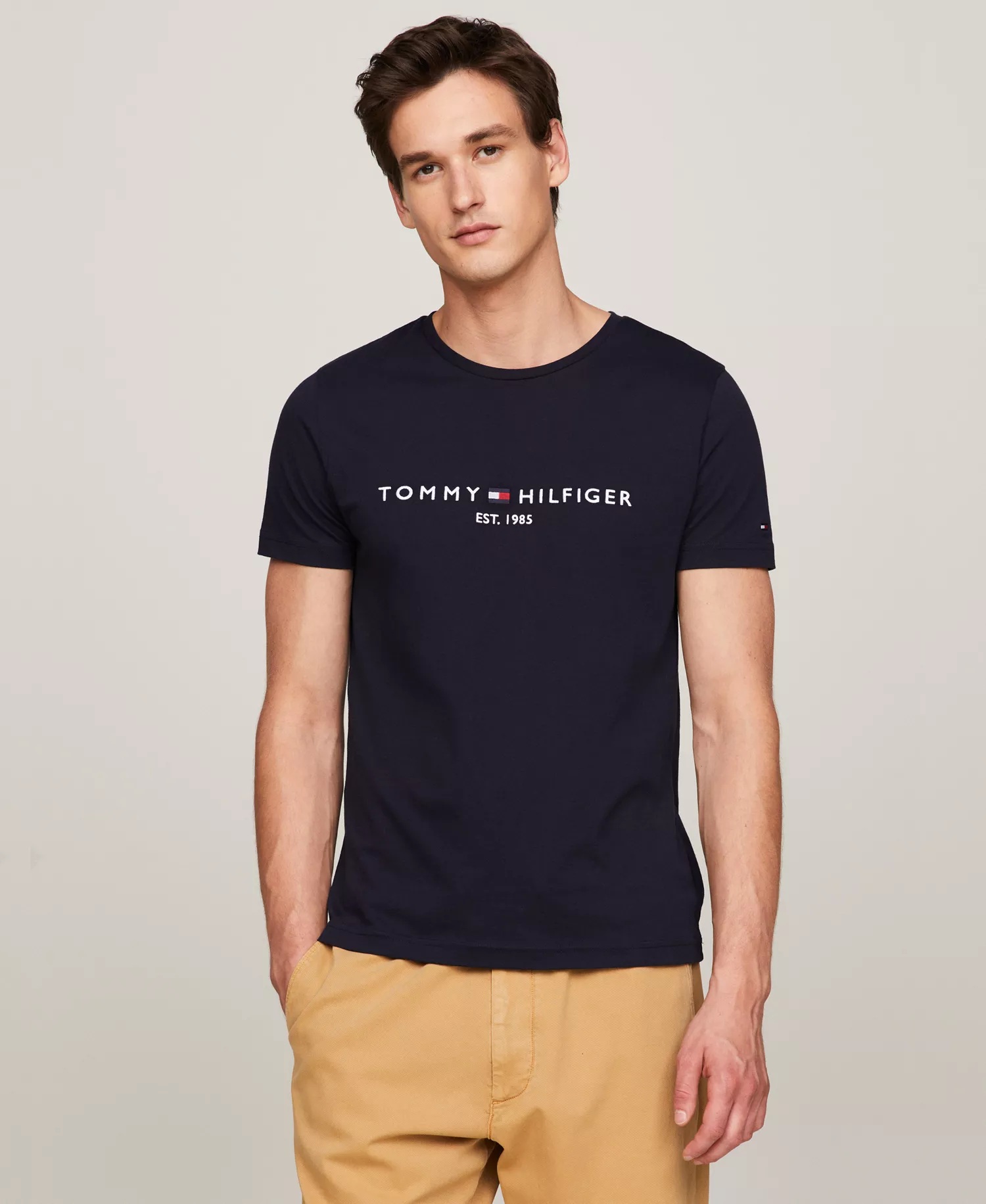 

Мужская футболка с вышитым логотипом Slim-Fit с круглым вырезом Tommy Hilfiger, синий