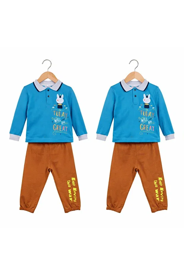 Детский комплект из свитшота и брюк с принтом Colorful printed 1st edition quality cotton baby boy set Vinezza, Multicolor