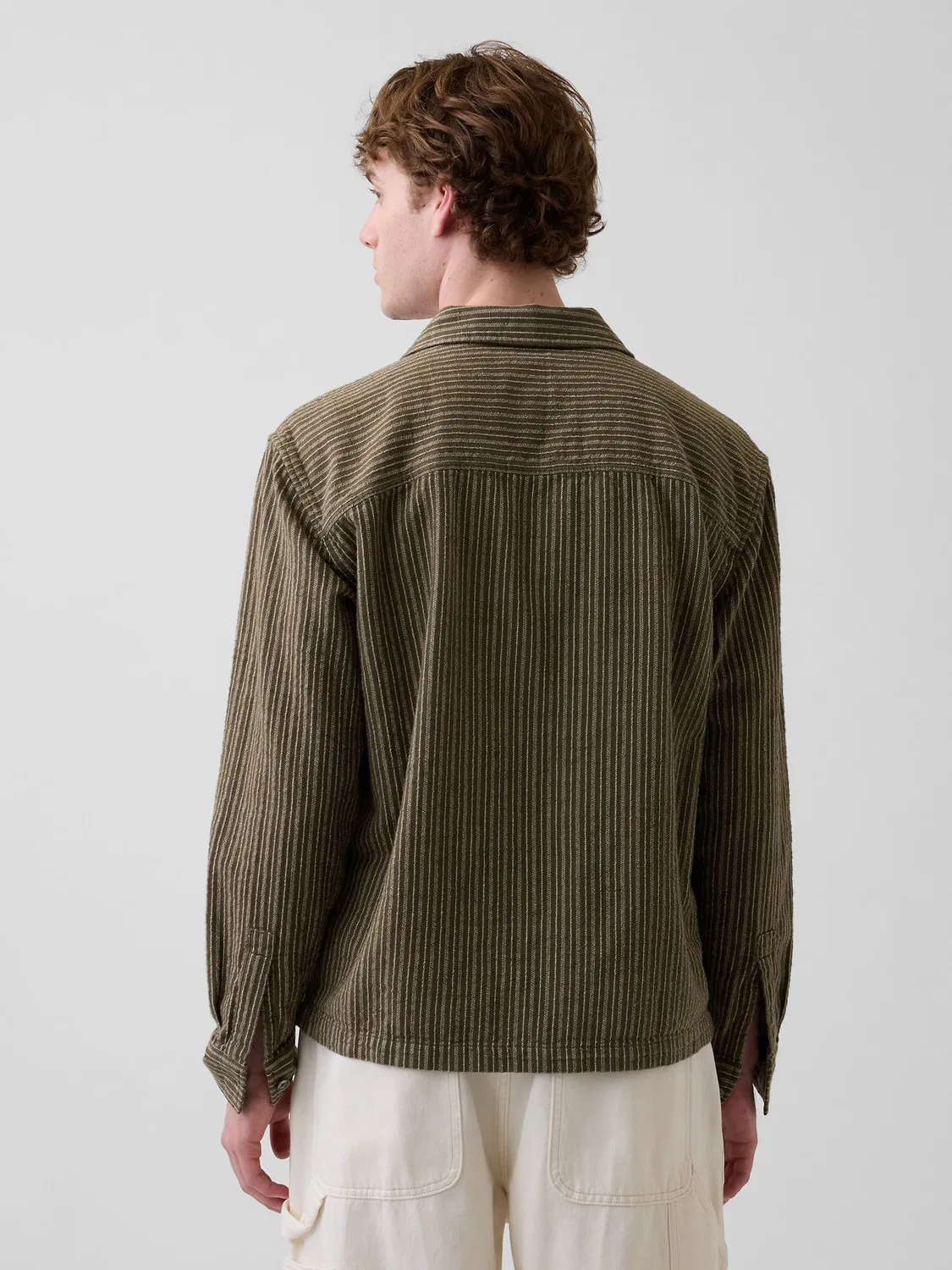 Рубашка из хлопка с полосками, Relaxed Fit Gap, зеленый — фото 2