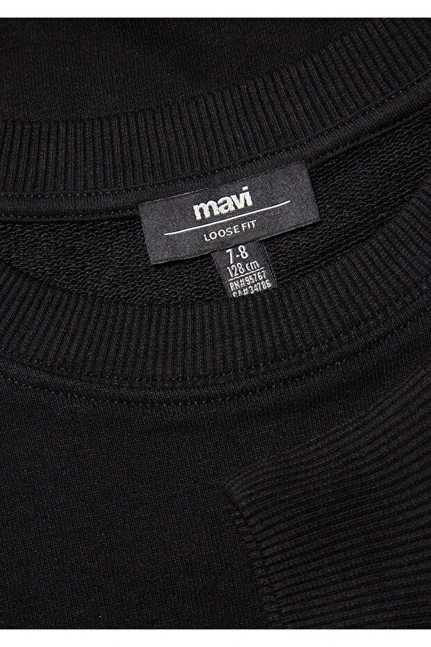Детские свитшот для мальчиков с принтом Logo printed black sweatshirt 6s10034-900 Mavi, Black-900 — фото 4