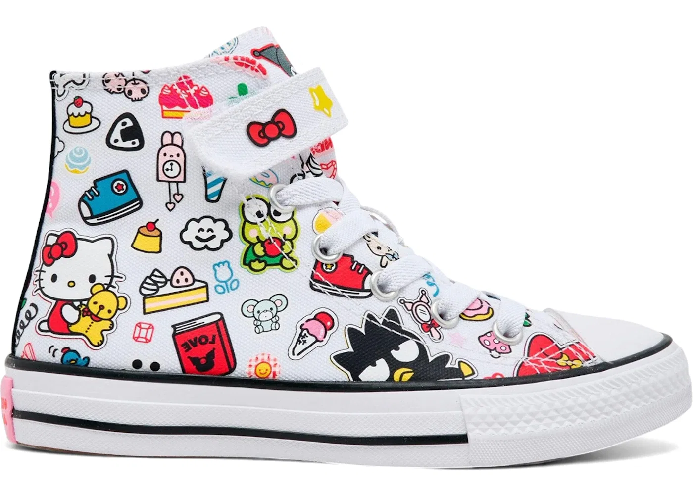 Детские кеды с принтом Hello Kitty Stickers Converse, White/Pink/Green