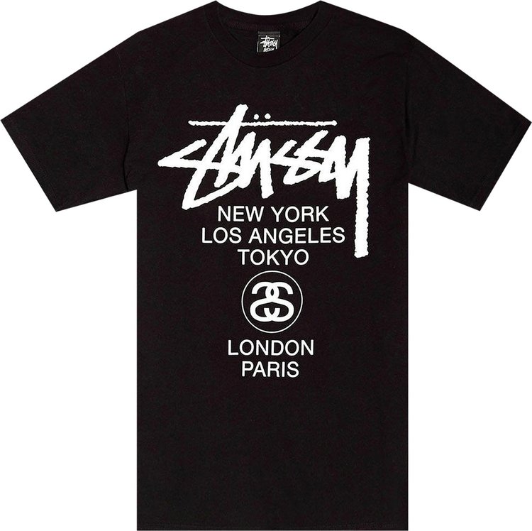 Футболка Stussy World Tour Tee 'Black', черный - фото