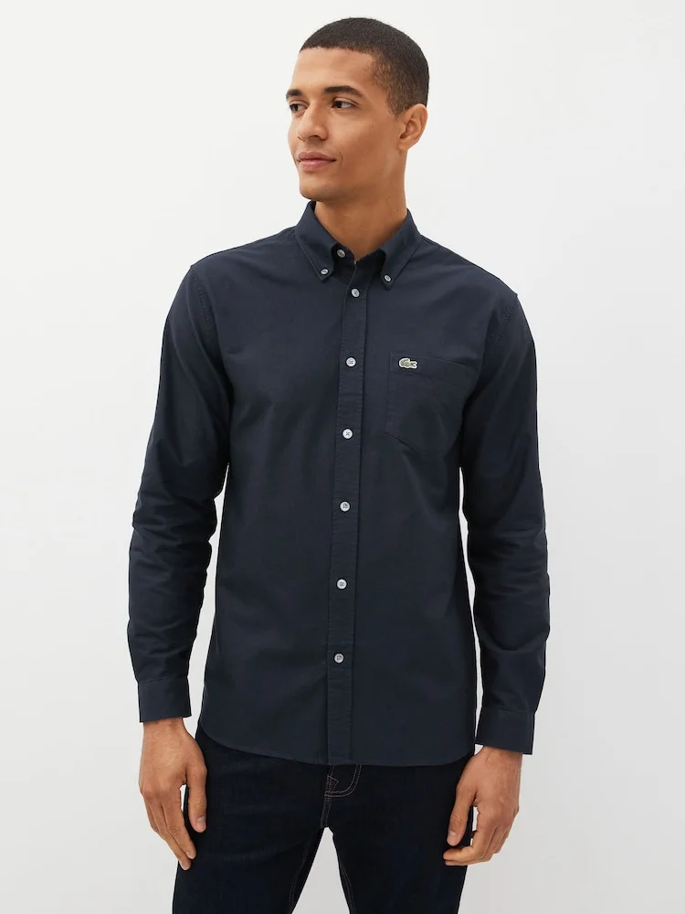 Рубашка Lacoste, оксфордская, синяя