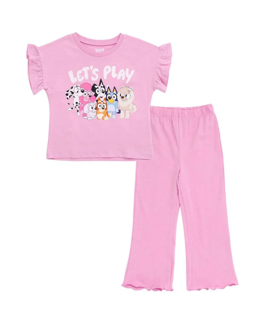 Комплект из футболки и брюк клеш Bluey, Lavender Pink Bluey