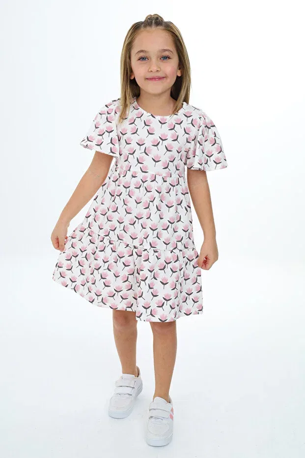 Детское платье с принтом Tulip Printed Dress Toontoy, Powder