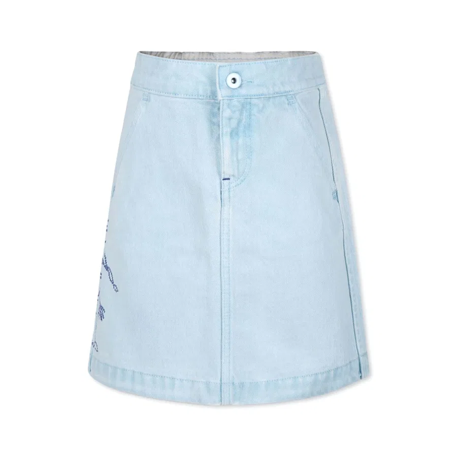 Юбка-трапеция из органического хлопкового денима Kids EKD Denim Cotton Skirt Burberry, Cloud Blue