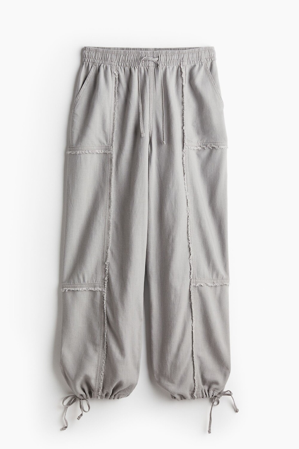 

Брюки H&M Linen-blend Parachute, серый