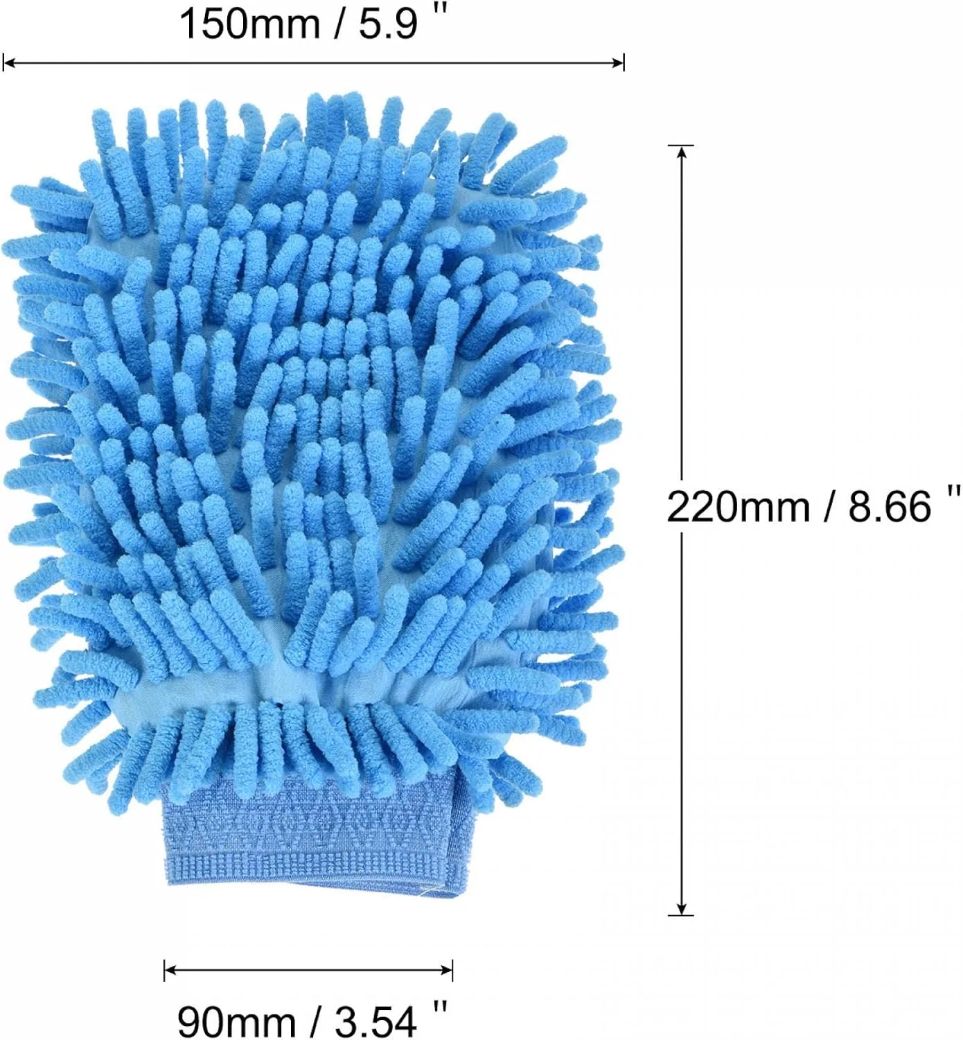 Микрофибровая варежка для мытья, Chenille, 2 шт, 220x150 мм, Blue Sourcing Map — фото 2