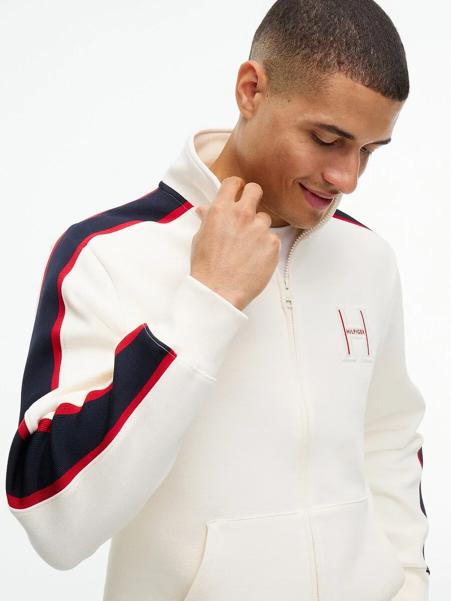 Худи на молнии TOMMY HILFIGER кремового цвета — фото 3
