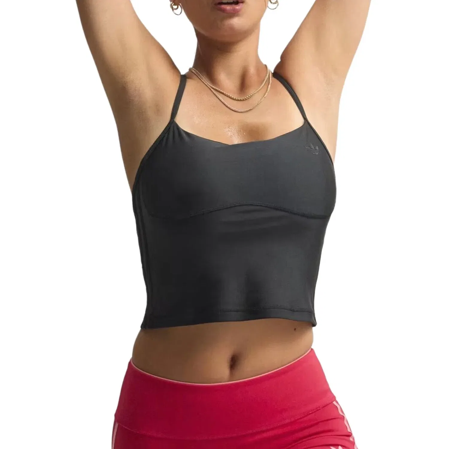 Женский топ-безрукавка с принтом Adidas Sport Tank Top Padded, черный — фото 2