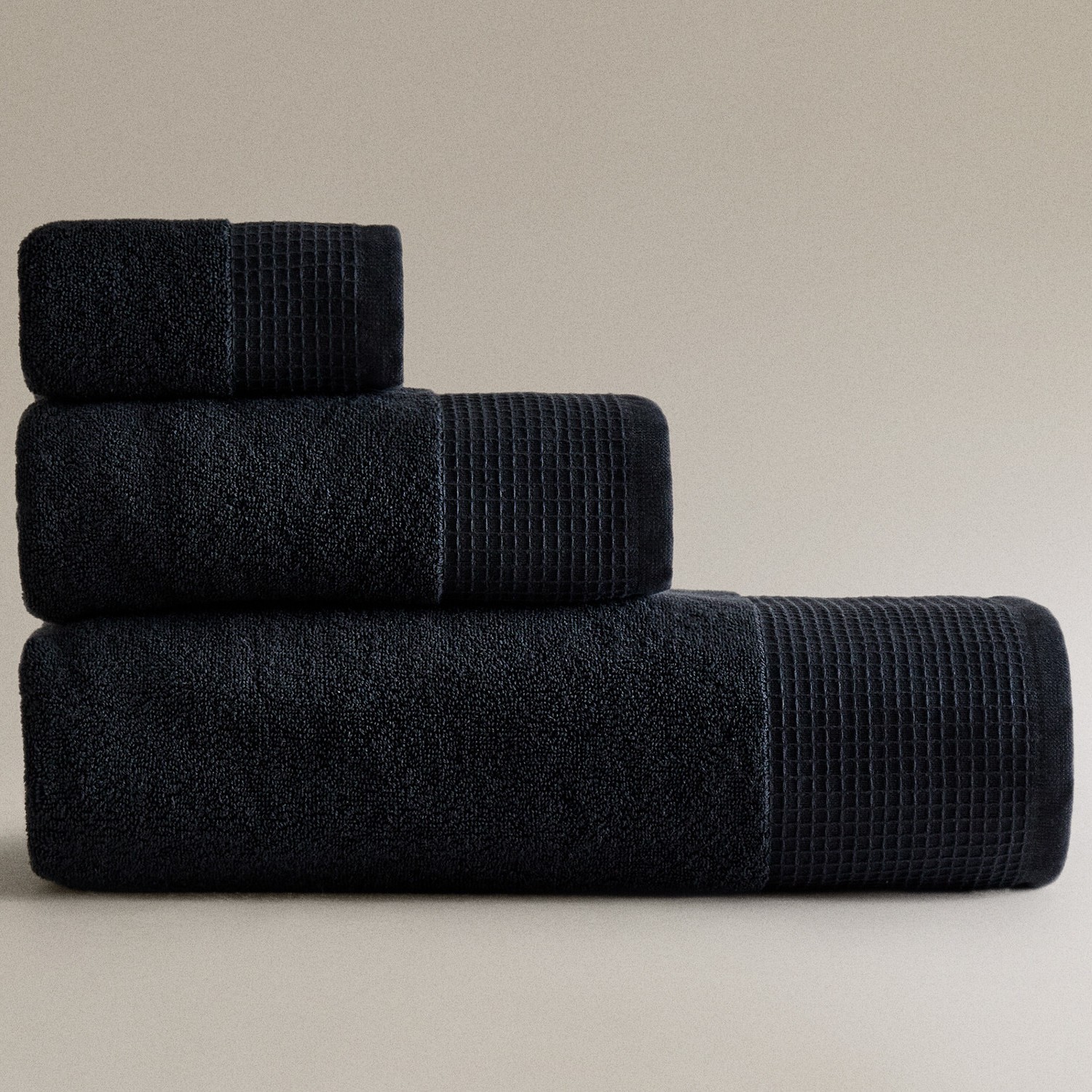 

Полотенце Zara Home Cotton Terry Waffle-Knit, синий