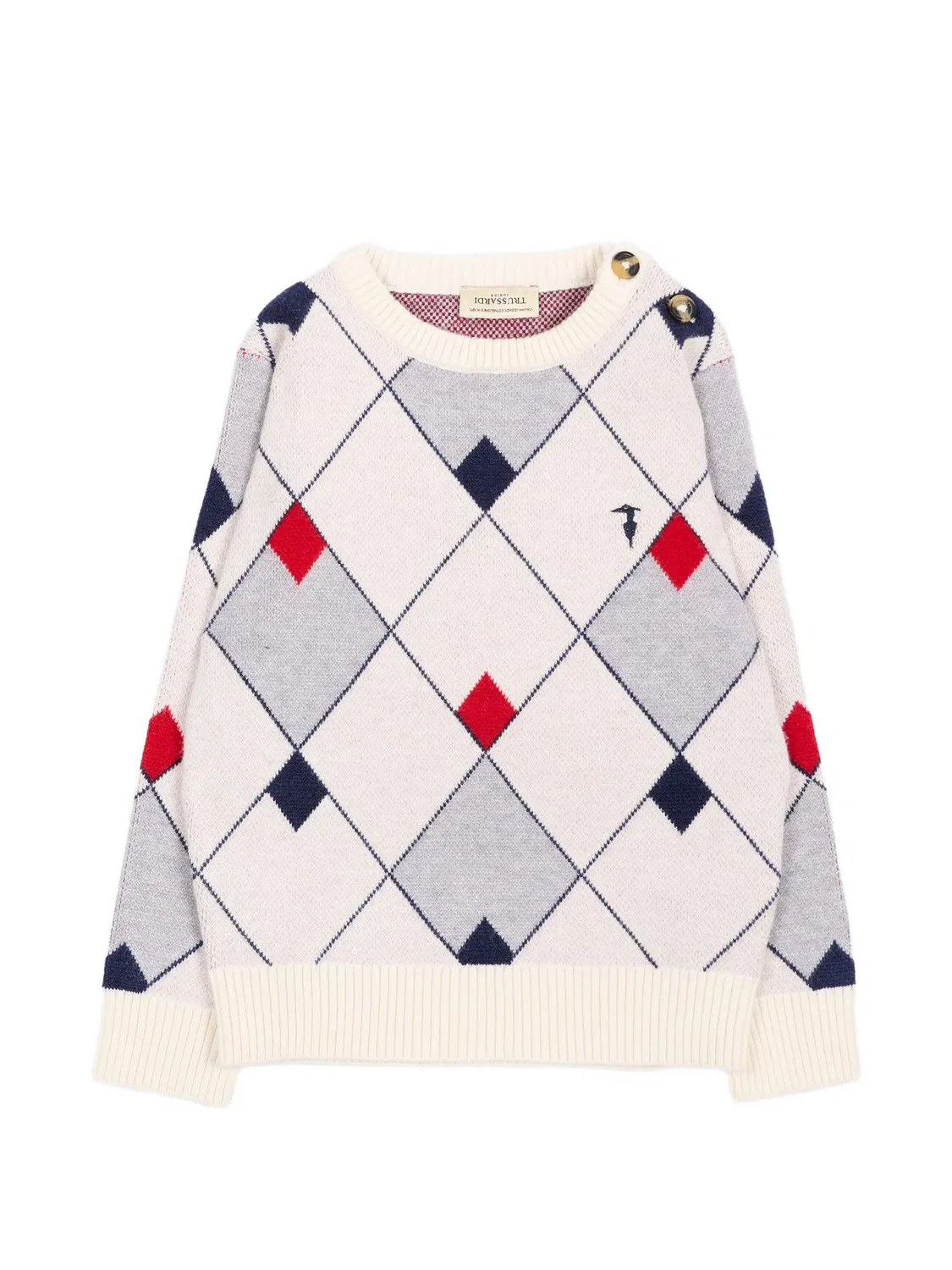 Свитер с узором аргайл Trussardi Junior, нейтральные цвета