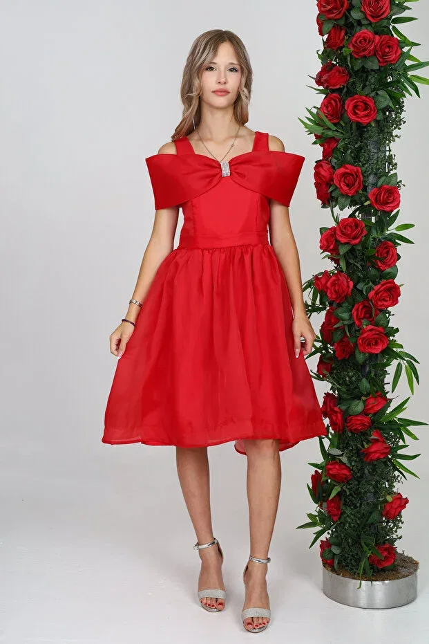 Детское платье для девочек с открытыми плечами New Year's Eve Glam Jannock, Red
