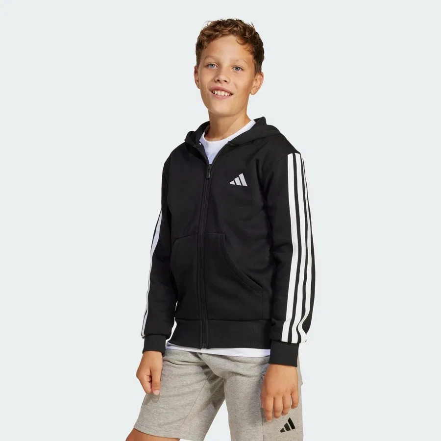 Детский худи с капюшоном и молнией Essentials Full-Zip Hoodie adidas, Черный — фото 2