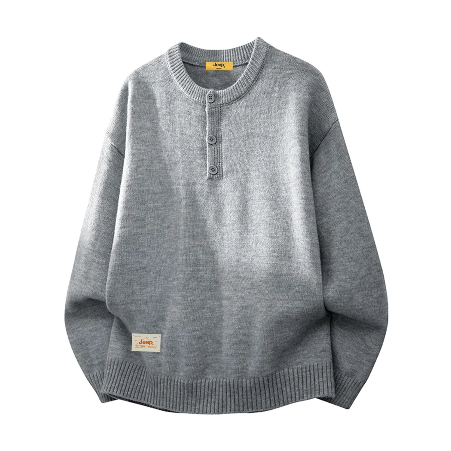 Детский свитер с круглым вырезом, прямой крой, Jeep, Light Gray