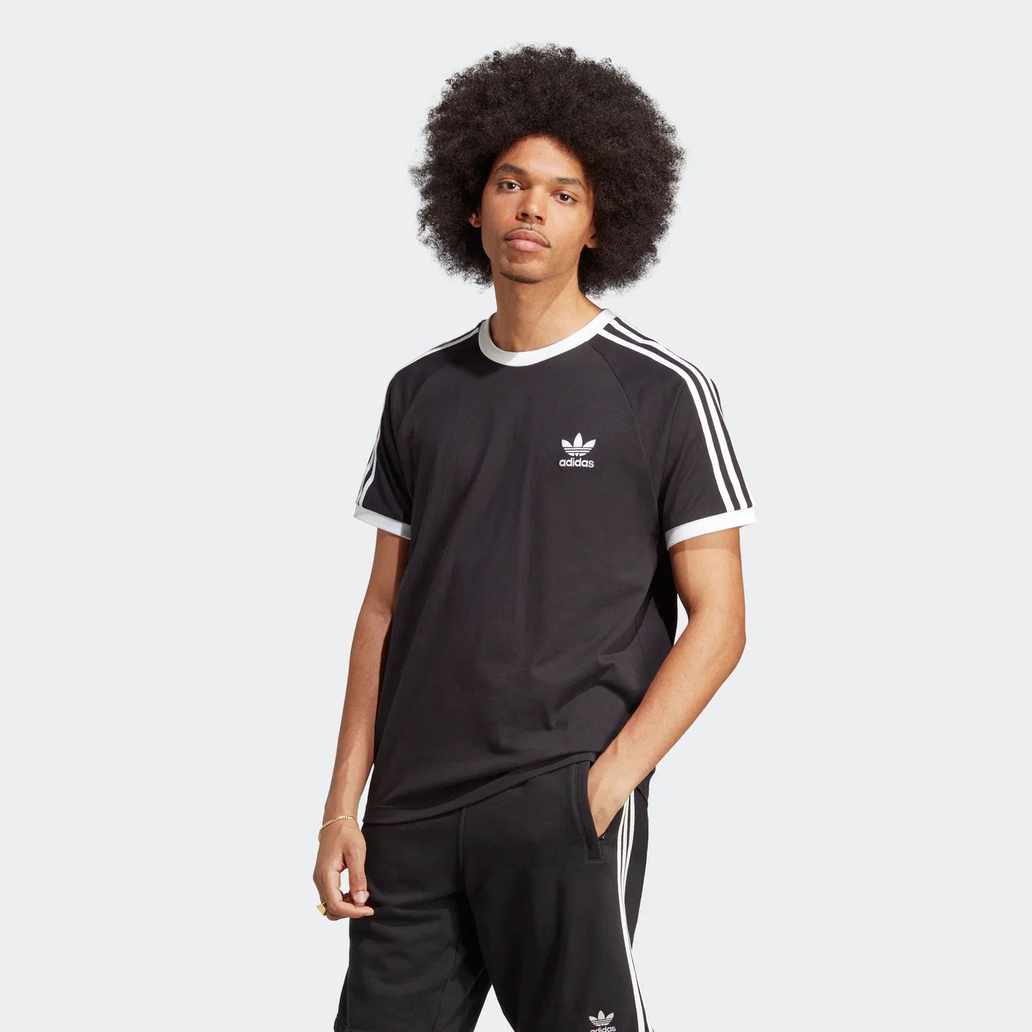 Мужская классическая футболка с тремя полосками Adidas Originals, Black