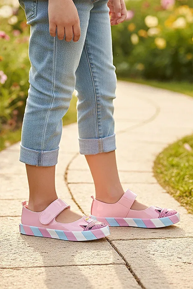Детские балетки для девочек с принтом Gilan Velcro Kiko Kids, Pink — фото 4