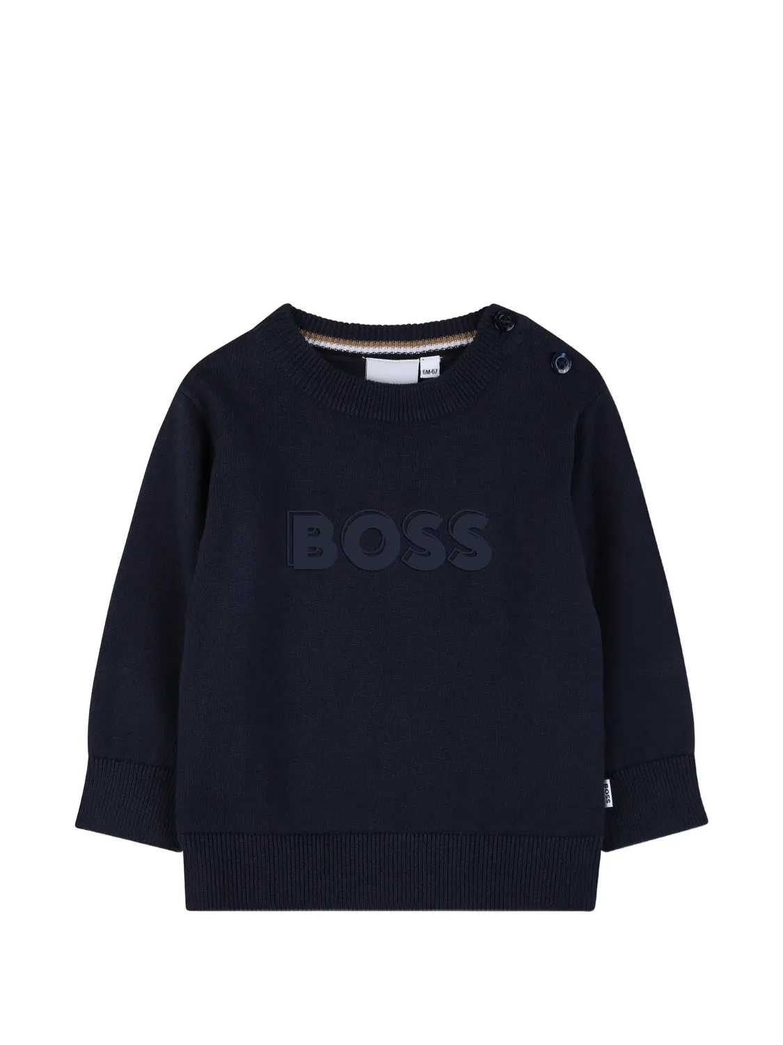 Свитшот с логотипом и круглым вырезом BOSS, темно-синий
