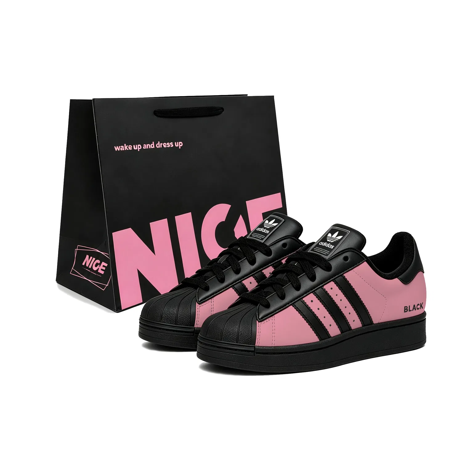 Детские кроссовки для скейтбординга с черно-розовым дизайном Superstar 2 Adidas Originals, Black Pink