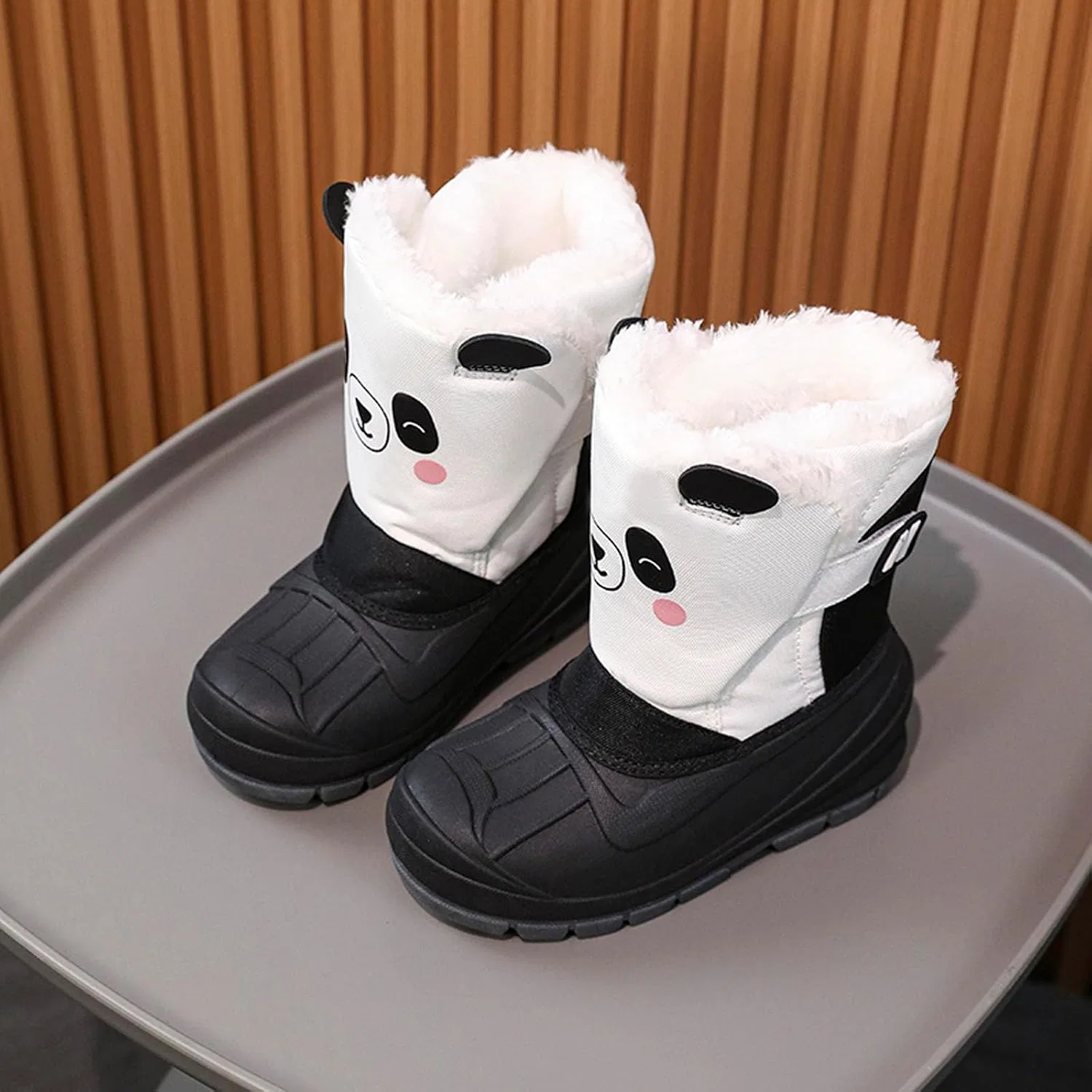 Детские зимние сапоги для мальчиков и девочек с принтом SECHRITE, White Panda — фото 4
