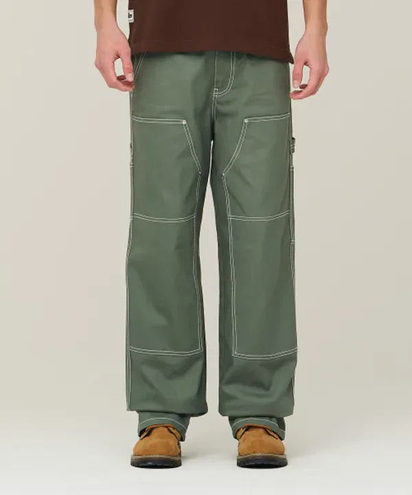 Хлопковые рабочие брюки с двойным коленом, Superdry, хаки