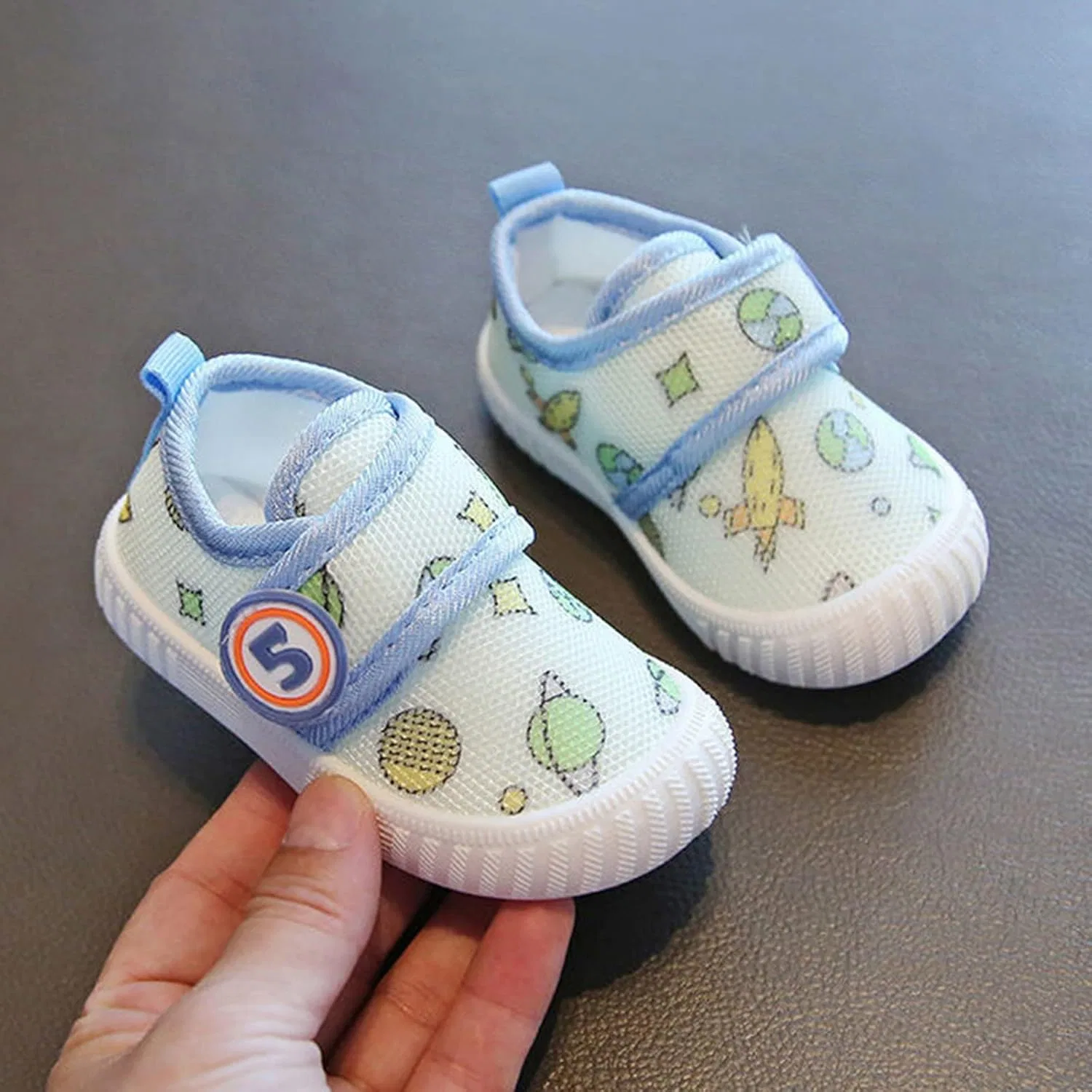 Детские туфли для девочек с принтом Mary Jane SZZY, Light Blue — фото 2