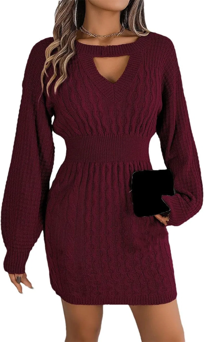 Женское мини-платье с фонариком O-Neck, Black