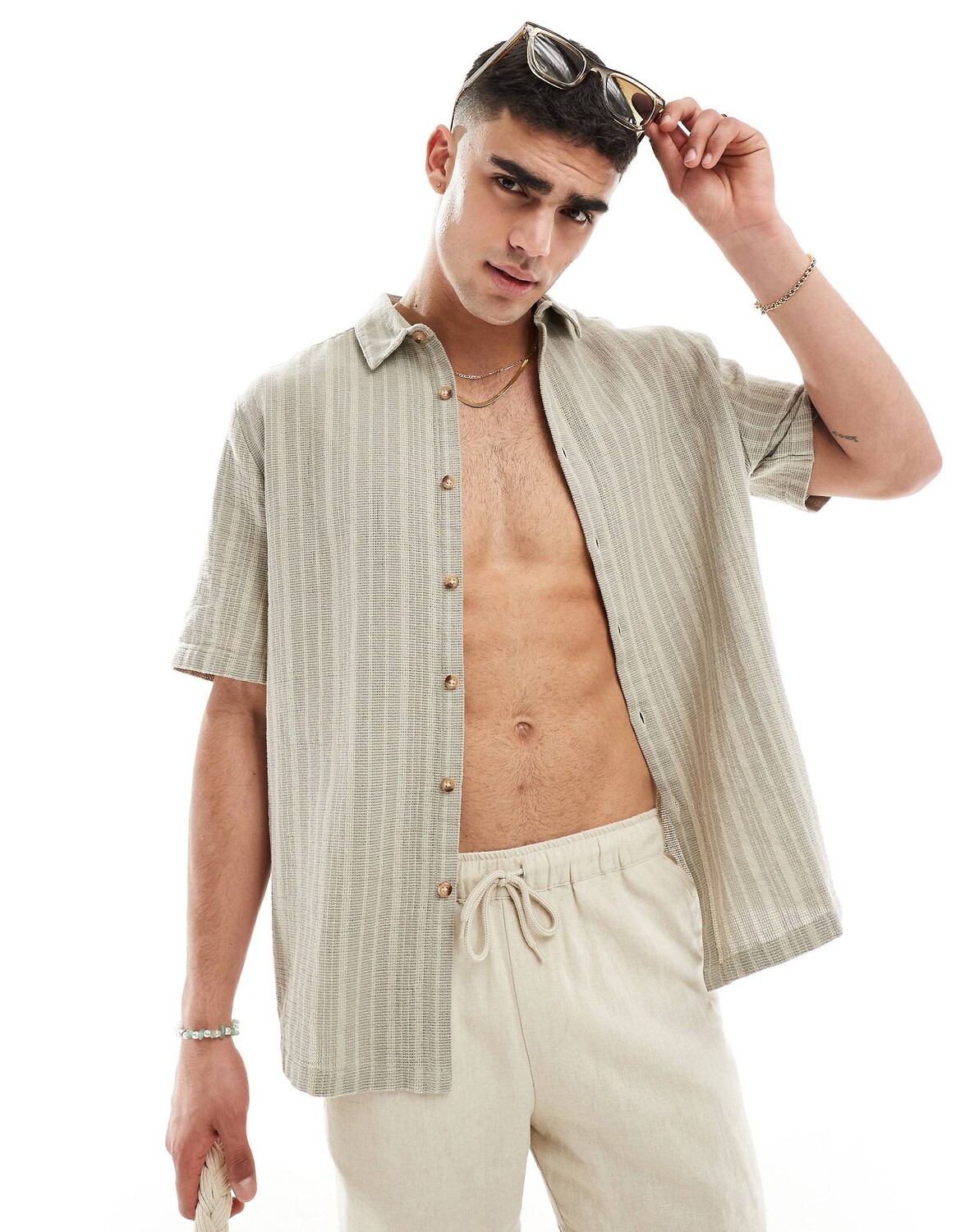

Рубашка Asos Design Relaxed Textured, оливково-зеленый