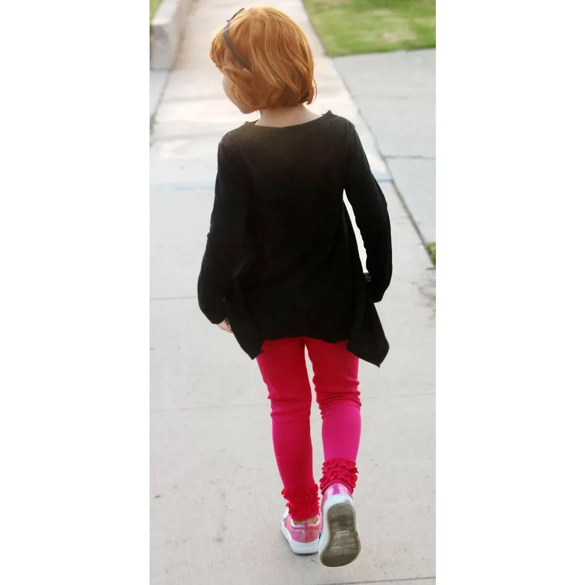Детские леггинсы для девочек хлопковые с оборками City Threads, Hot Pink — фото 4