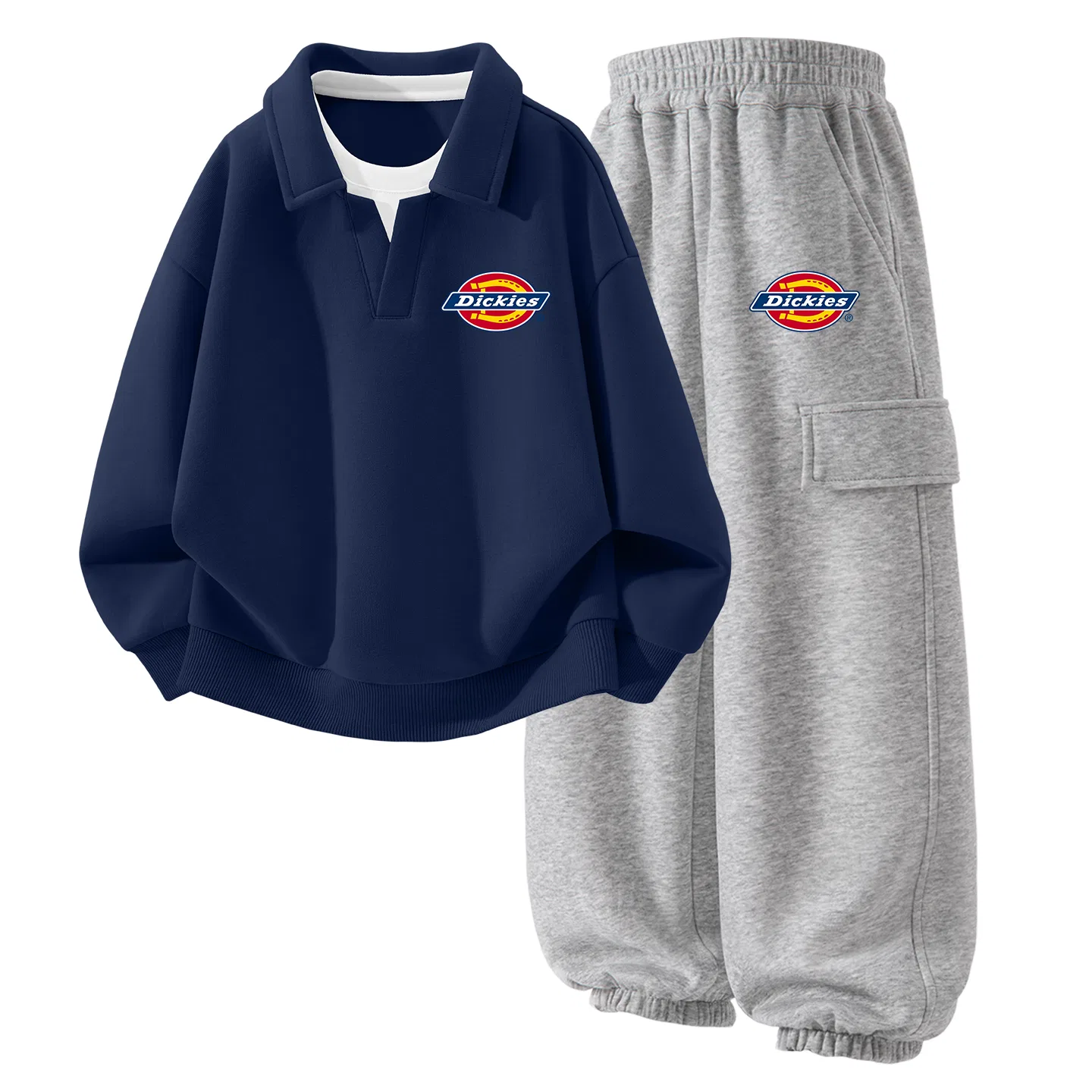 Детский спортивный комплект с воротником, Dickies, Navy Blue/Light Heather Gray