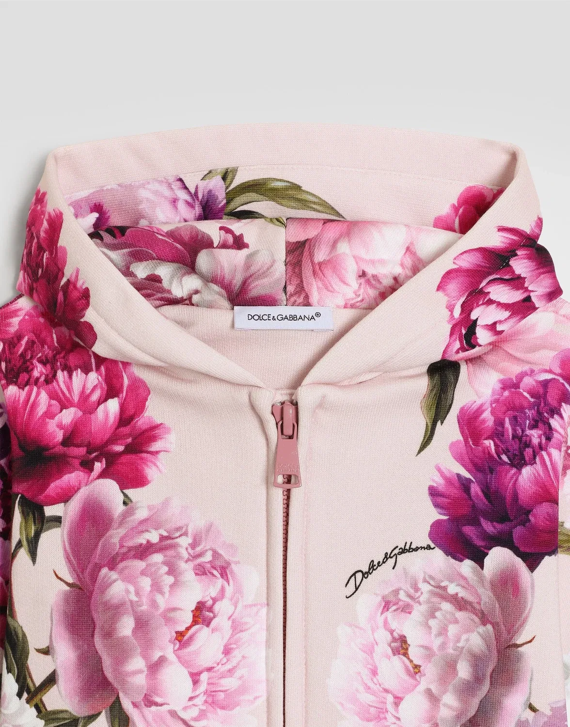 Хлопковый свитшот с пионами Dolce&Gabbana, бежевый — фото 3