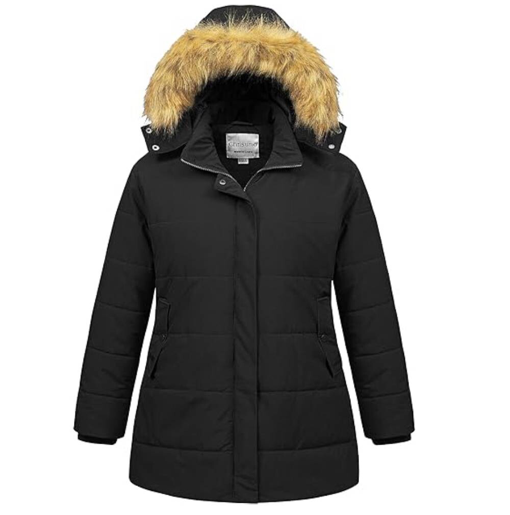 

Пуховик со съемным капюшоном Chrisuno Plus Size, черный
