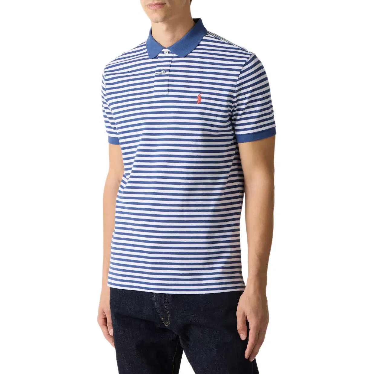 Футболка поло стандартная мужская Polo Ralph Lauren, White Blue — фото 3