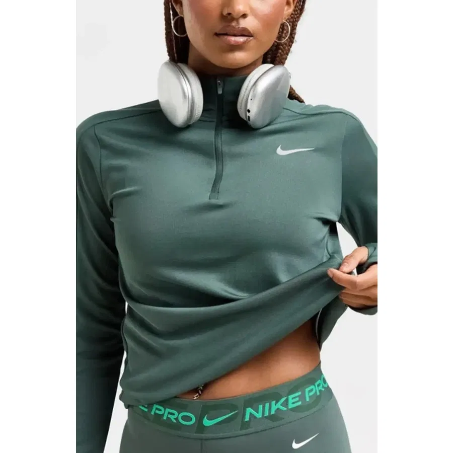 Женский свитшот с принтом Running Dri-Fit Pacer Nike, Темно-зеленый — фото 3