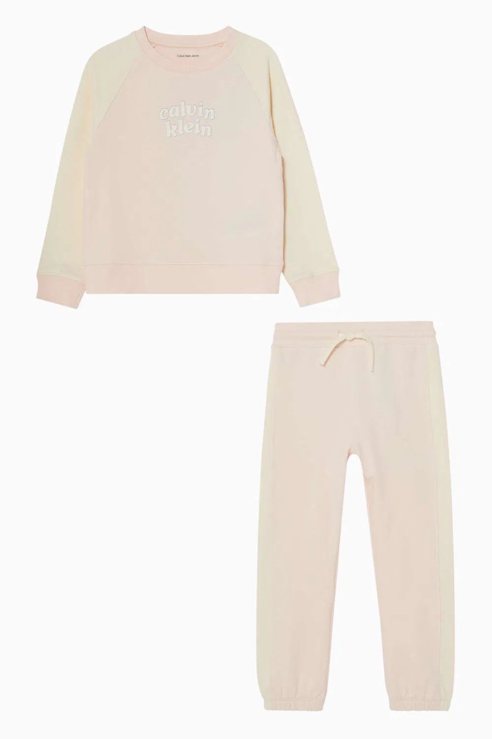 Комплект из футера с длинным рукавом и штанами Calvin Klein, розовый — фото 2
