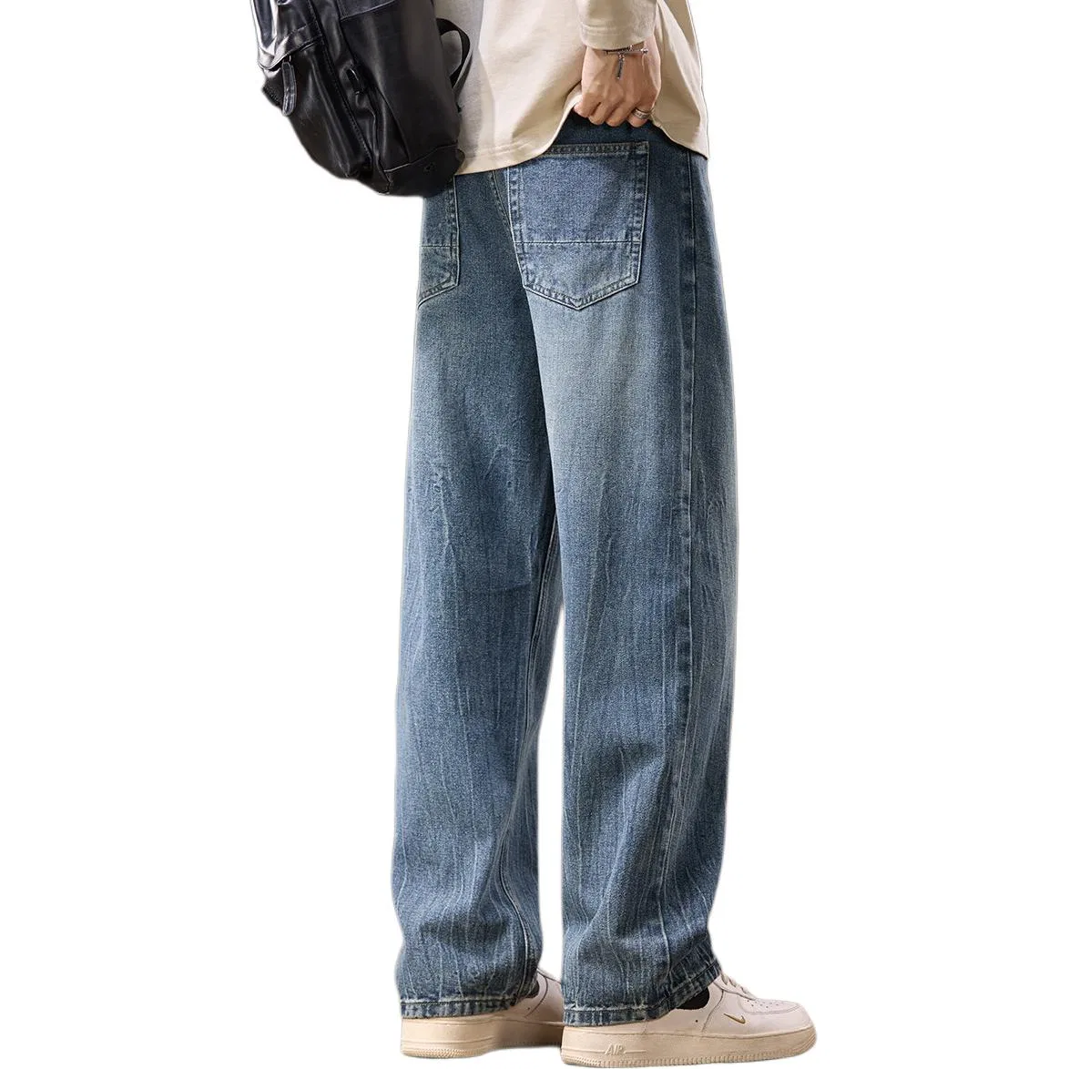 Детские джинсы свободного кроя с широкой штаниной Tonlion, Denim Blue — фото 3