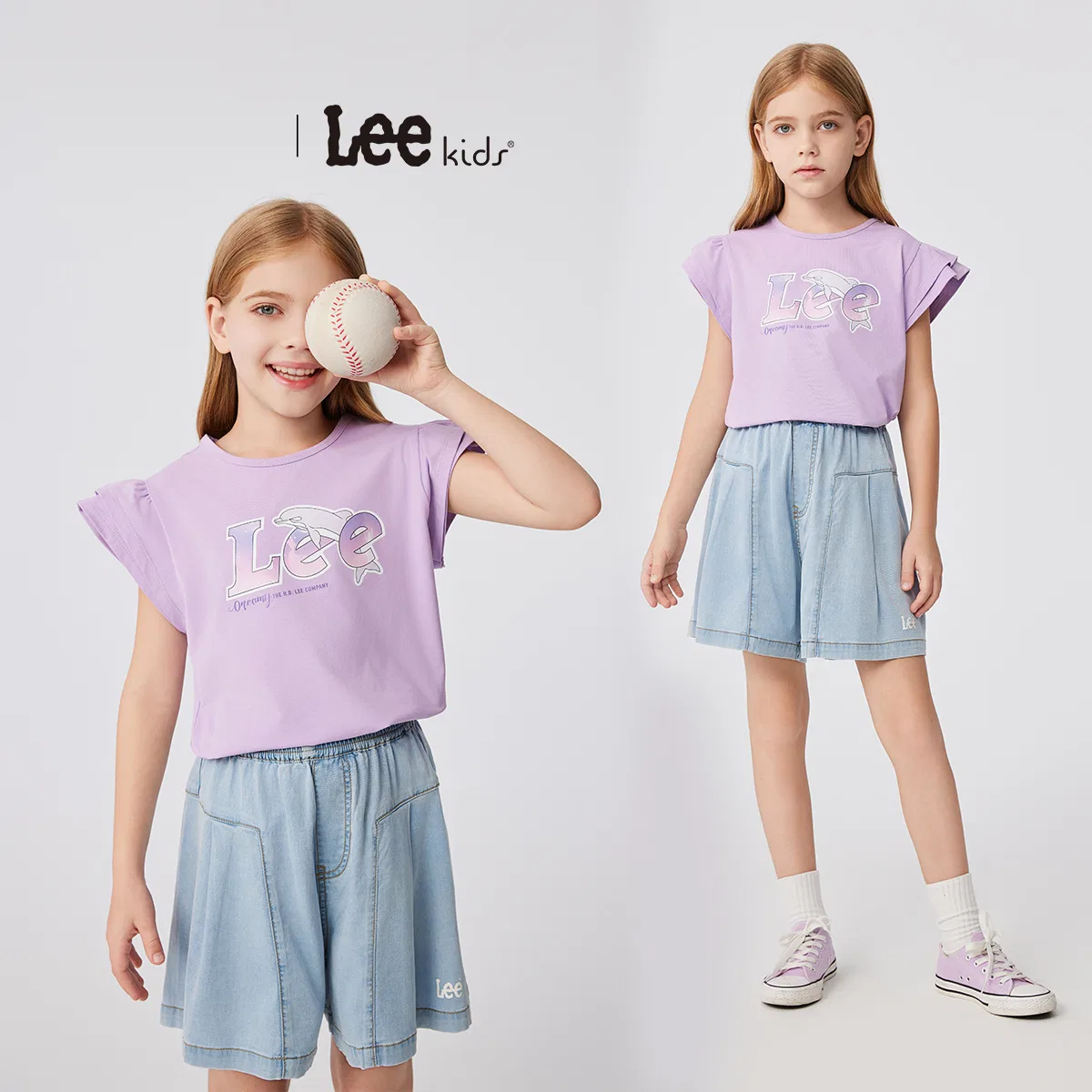 Детская футболка с круглым вырезом Lee, Light Purple — фото 3