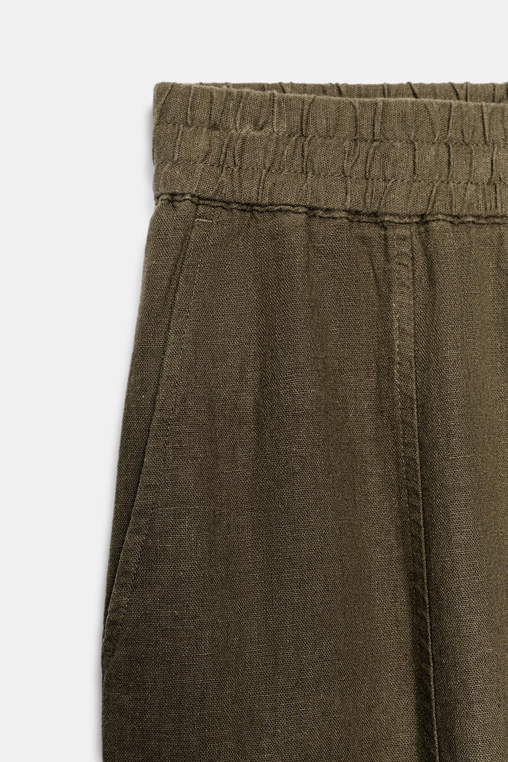 Брюки Zara Barrel Linen Blend, хаки — фото 3