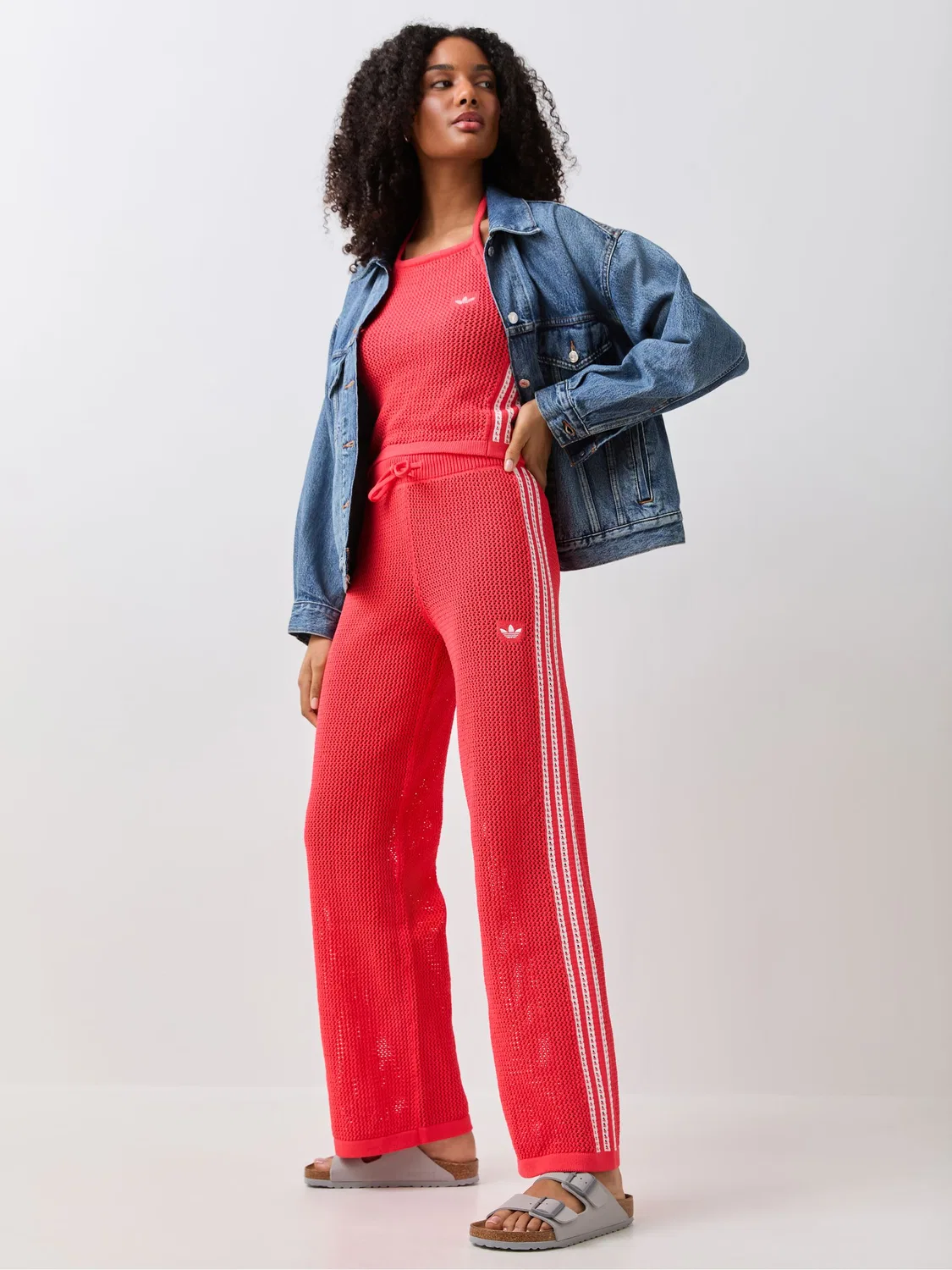 Брюки спортивные вязаные Firebird, adidas Originals, красный — фото 2