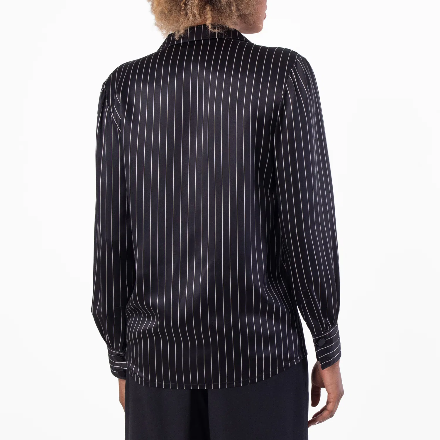 Блузка из шелкового сатина в полоску Striped Silk-Satin Shirt Saint Laurent — фото 4