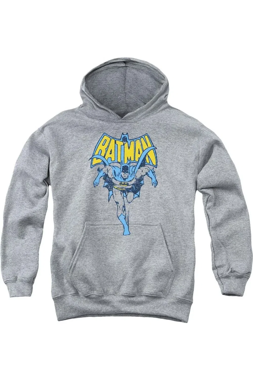 Детское худи для мальчиков с принтом Batman Vintage Run Gildan, Athletic Heather
