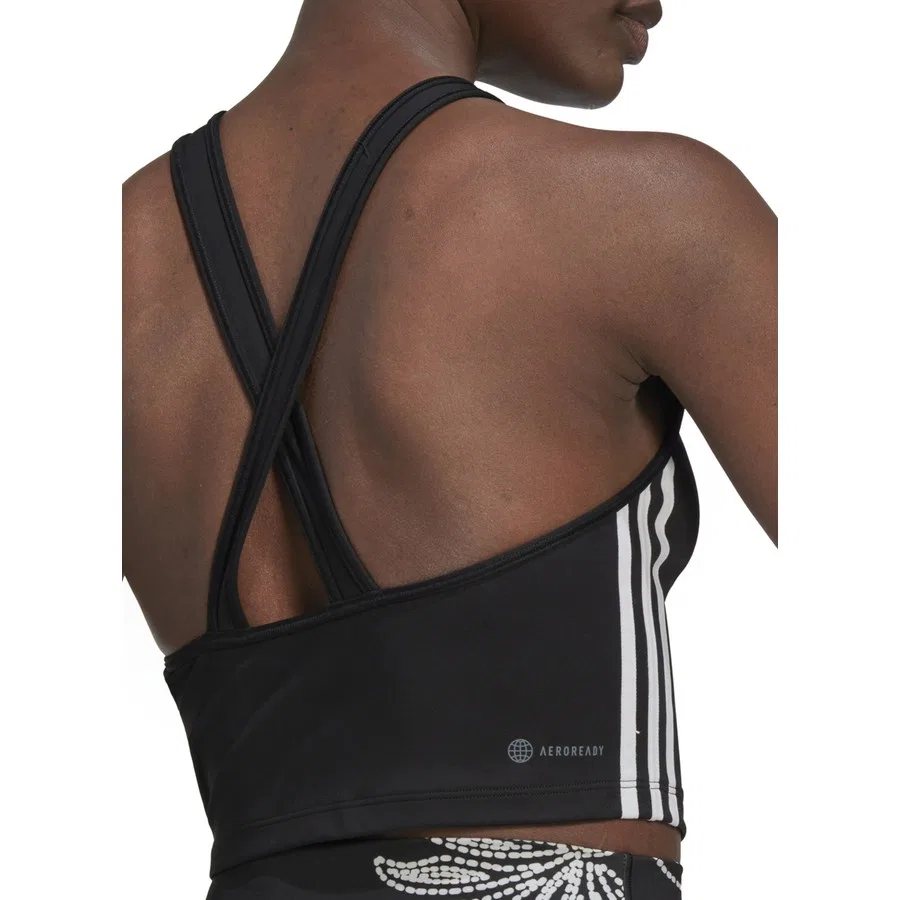 Женский топ без рукавов adidas HN1049 W 3s Crop Tk, Черно-белый — фото 4