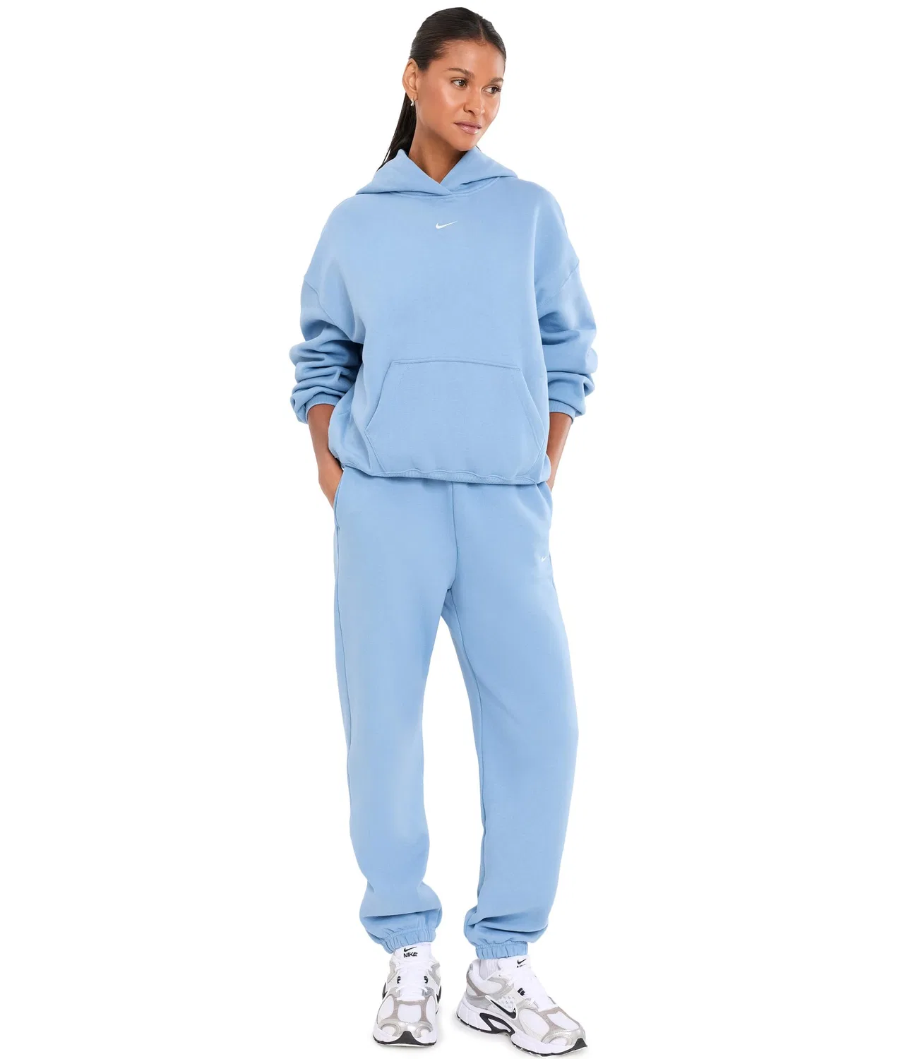 Толстовка с капюшоном Studio Fleece средней плотности, свободного кроя. Nike, Work Blue/Sail — фото 2