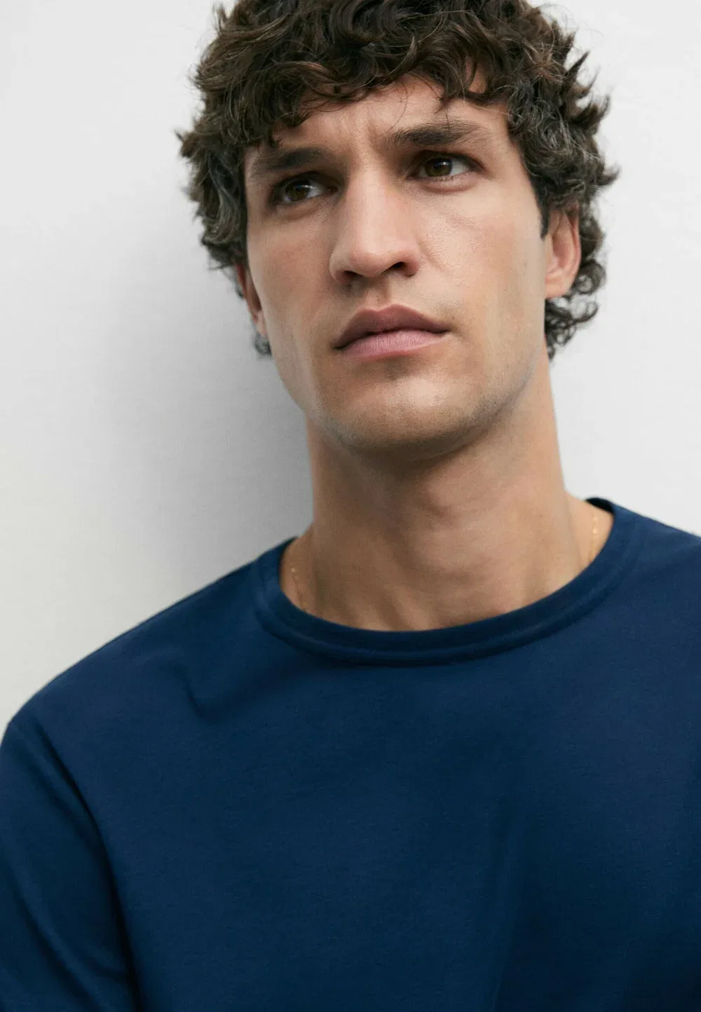Футболка с коротким рукавом из 100% хлопка - базовая футболка Massimo Dutti, Dark Blue — фото 4