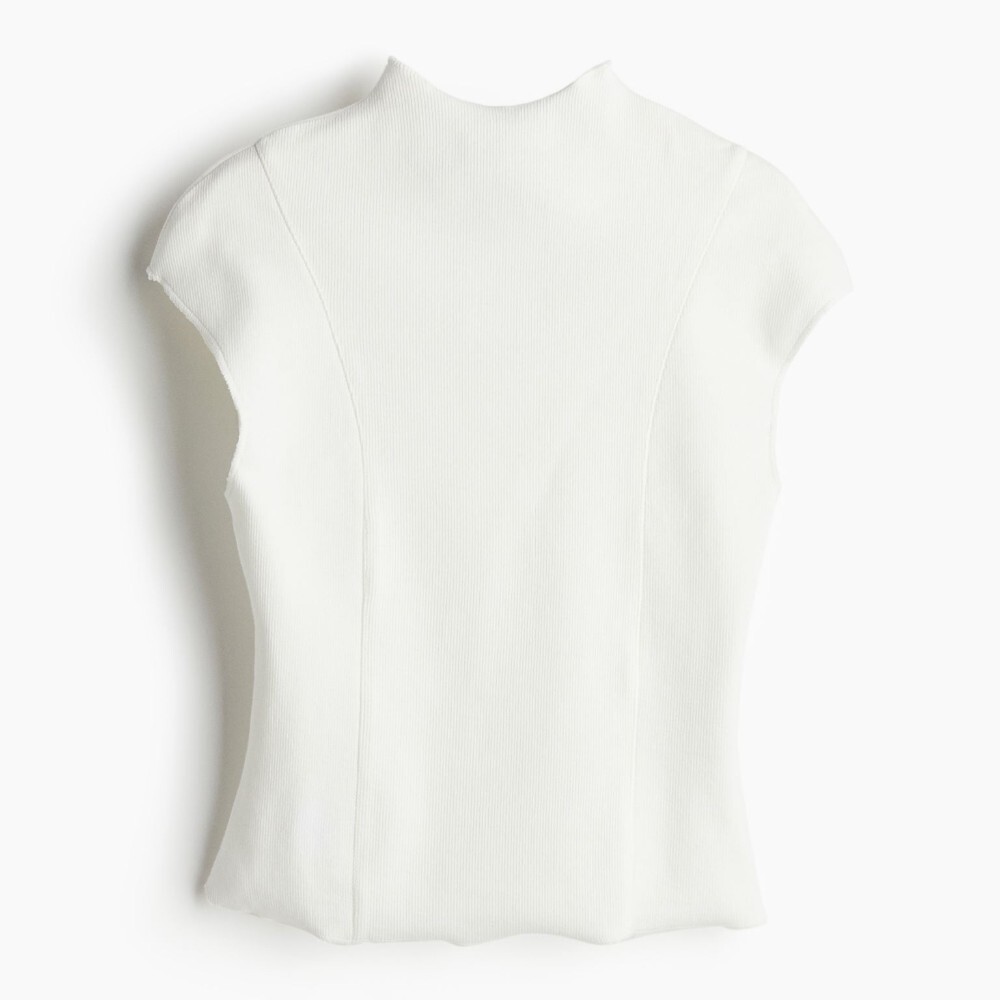 

Футболка H&M Ribbed Mock Turtleneck, белый